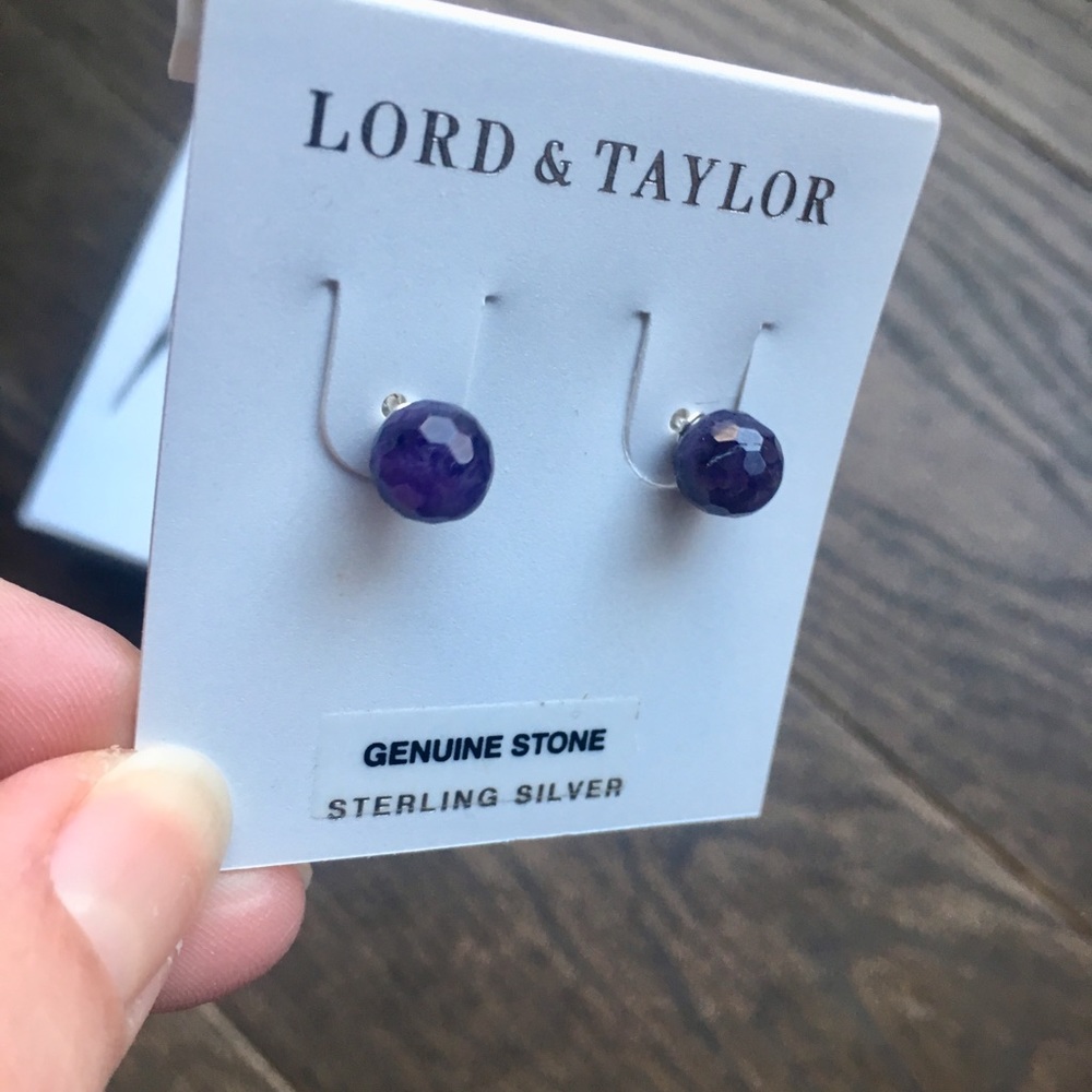 💜 NIB Lord & Taylor Sterling Silver Earrings - Picture 4 of 7